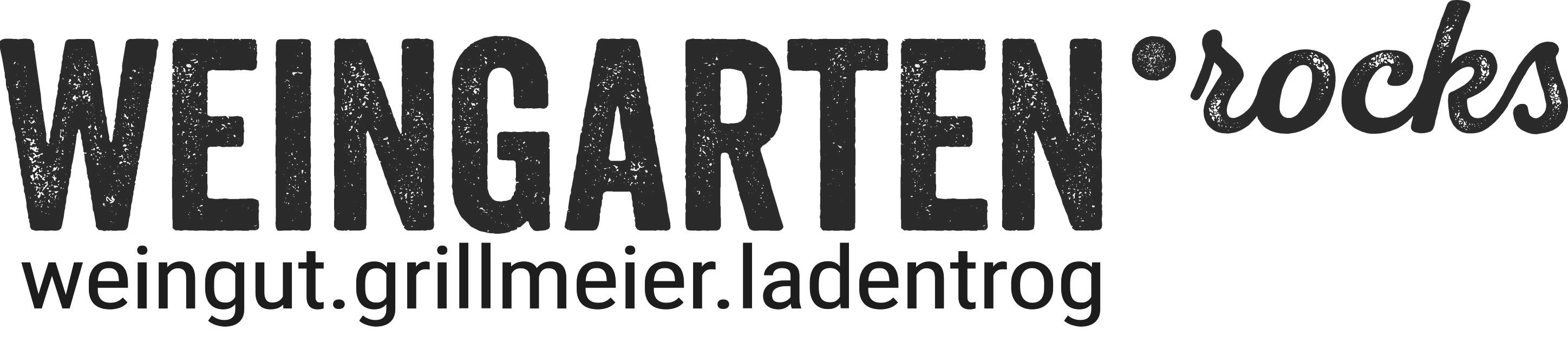 Logo mit dem Text 'Weingarten.rocks weingut.grillmeier.ladentrog'.