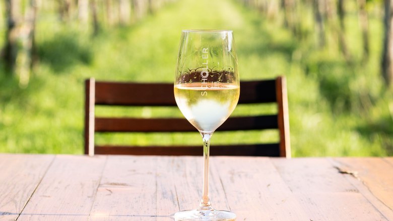 Weinglas inmitten der Weingärten